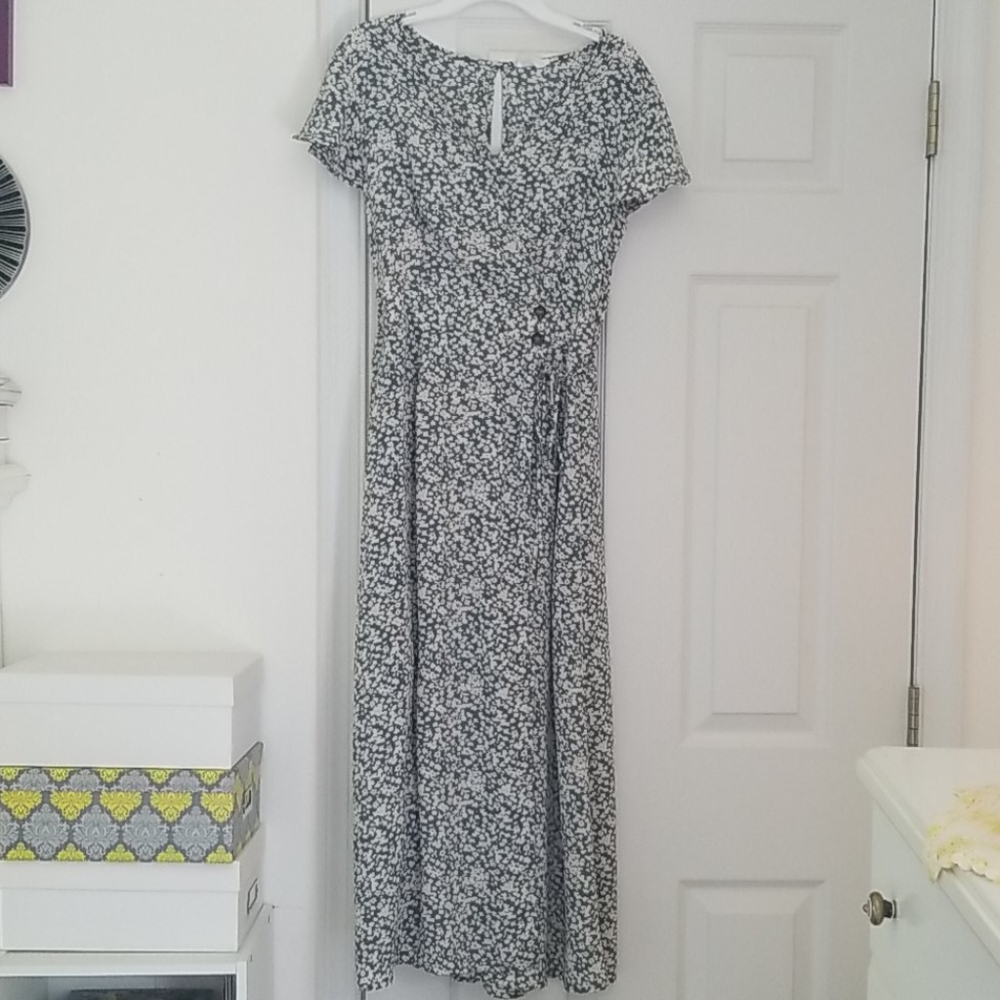 Green flower midi dress